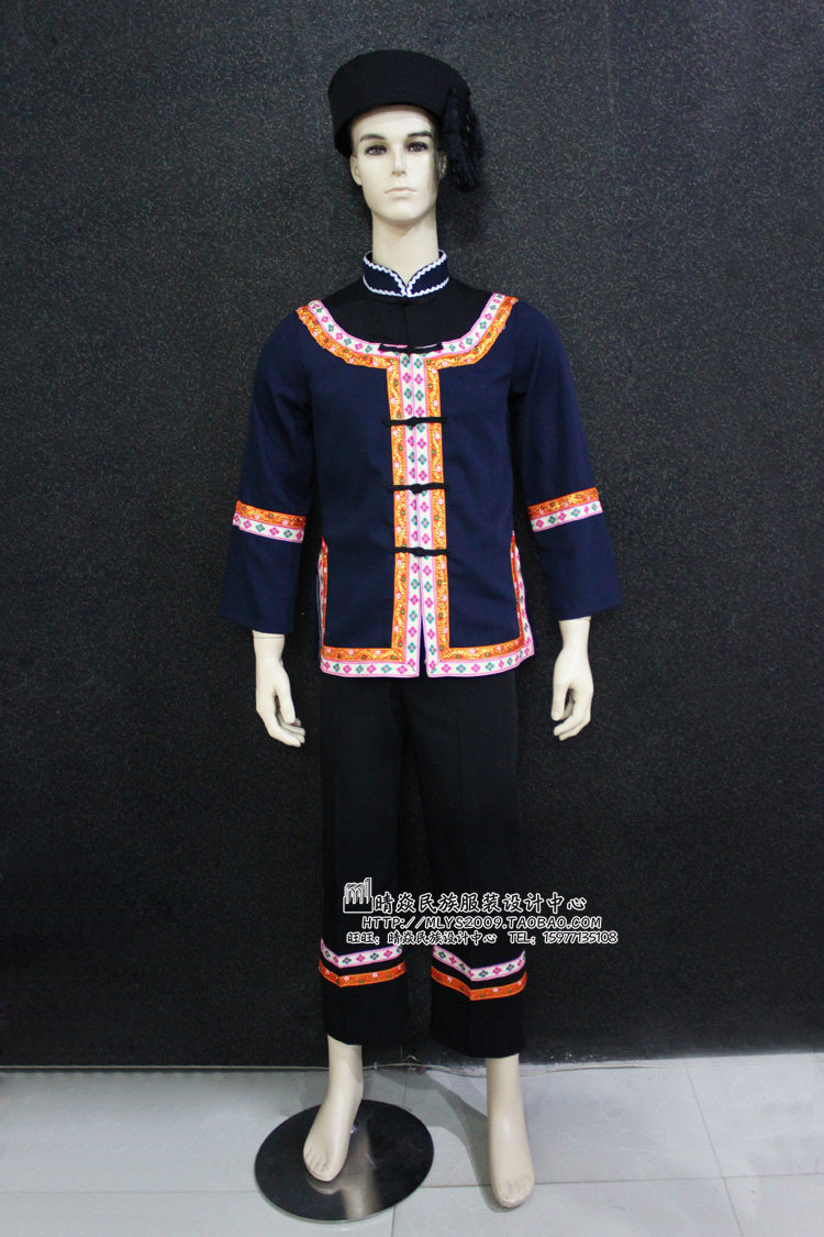 演出服晴焱民族服装定做少数民族舞蹈水族男装民族风工作服民族服装