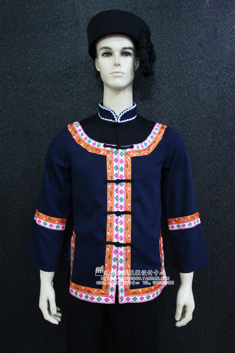 演出服晴焱民族服装定做少数民族舞蹈水族男装民族风工作服民族服装