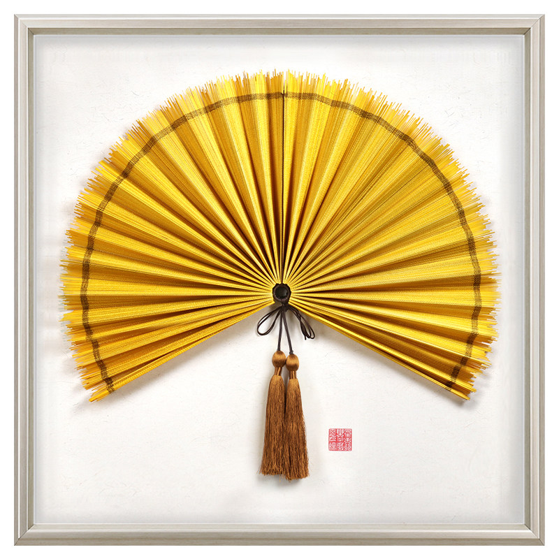 新中式玄关墙面装饰扇子立体中国风壁饰酒店过道挂件餐厅墙上挂饰