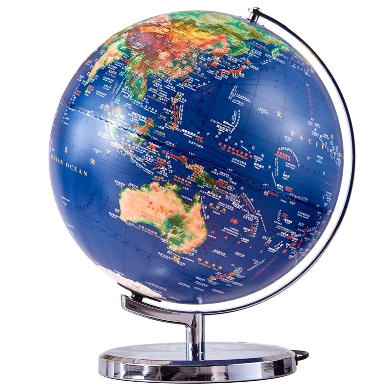 32cm高清浮雕地球仪学生用台灯立体大号学习中英文地球仪摆件