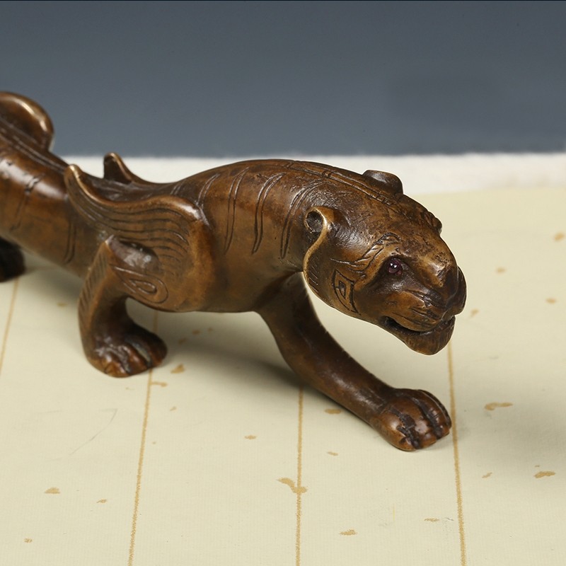 青铜笔架现货文房四宝走虎笔搁镇送礼镇笔搁