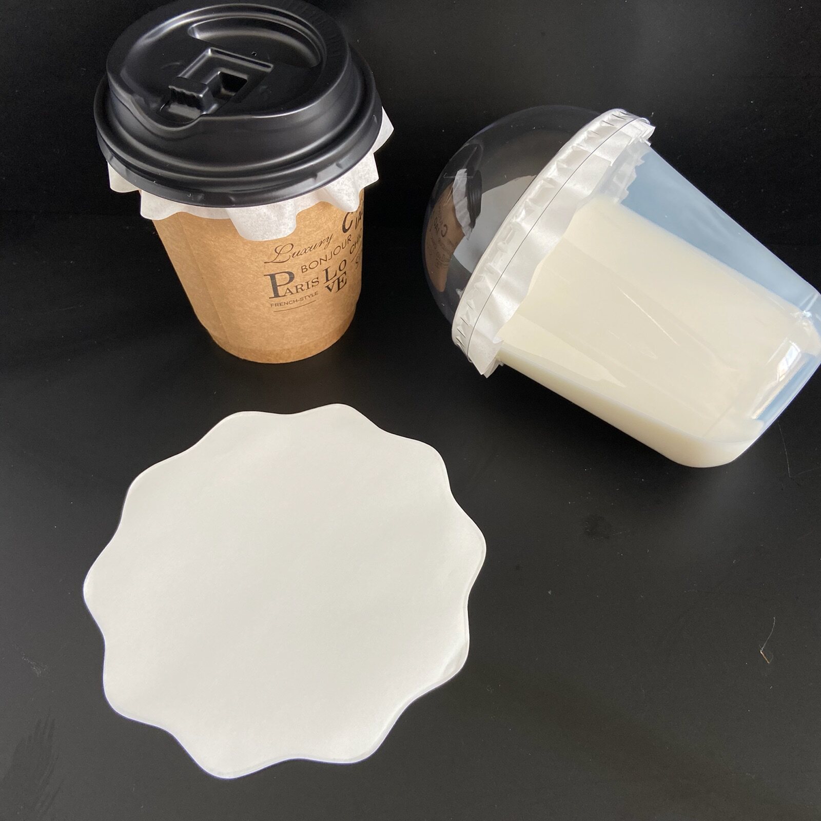 奶茶咖啡外送防漏垫纸一次性饮料果汁外卖密封封口膜