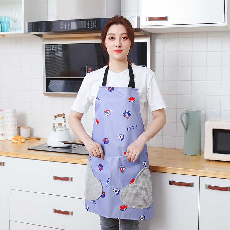 可擦手围裙家用厨房防水防油做饭大人罩衣围兜女夏天大码时尚围腰