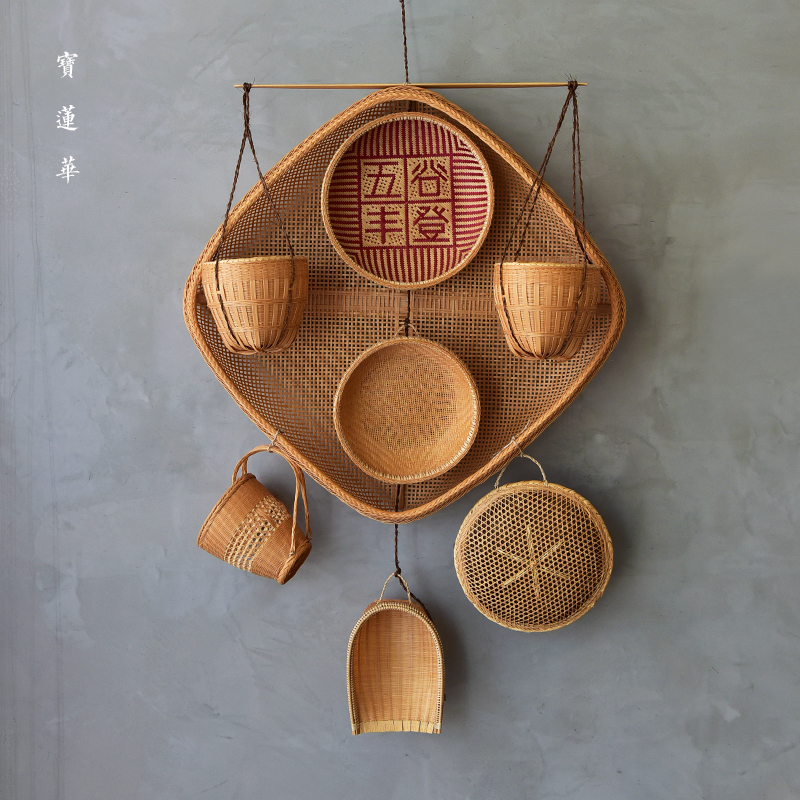 竹编五谷丰登民俗艺术品湖南南非遗老匠人手工微型茶道