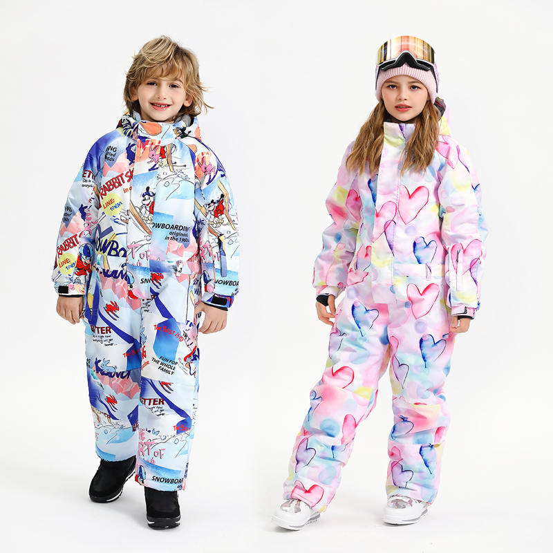 儿童滑雪服连体 女童男童单板冬季加厚保暖防水滑雪装备套装全套
