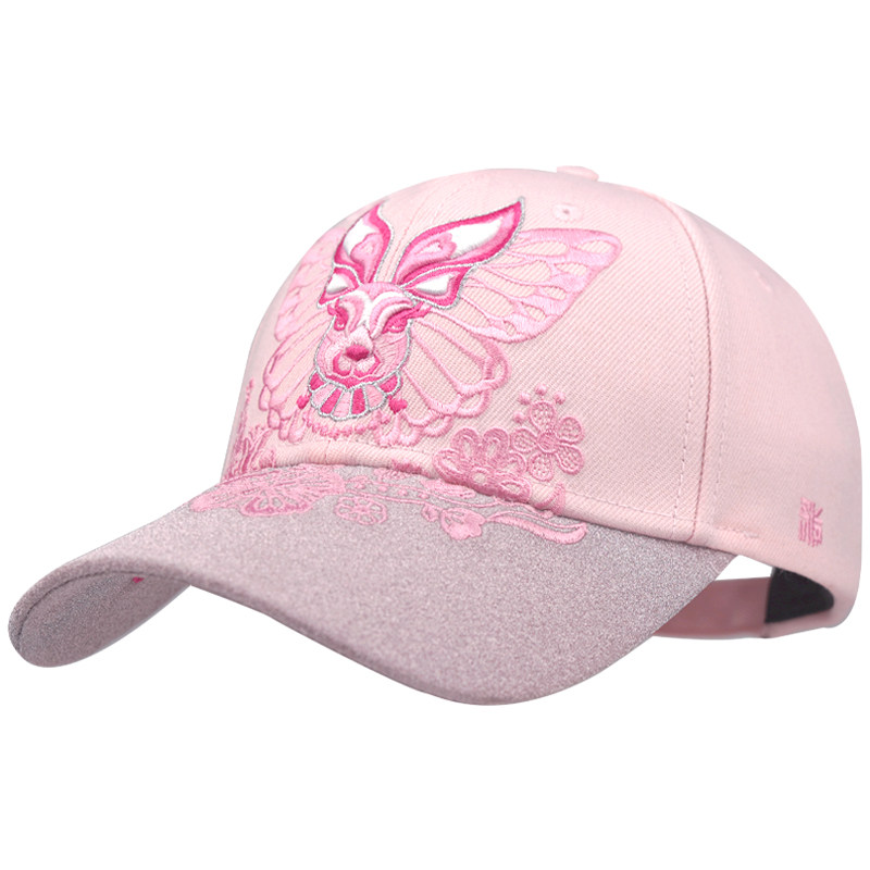 新到正品闪光亮片粉色棒球子女爱丽丝帽子