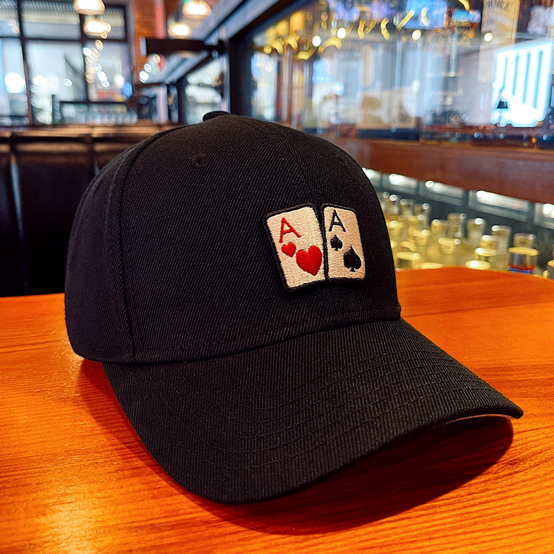 帽子扑克牌红桃黑桃桥牌棒球棒球帽男女情侣澳门帽子