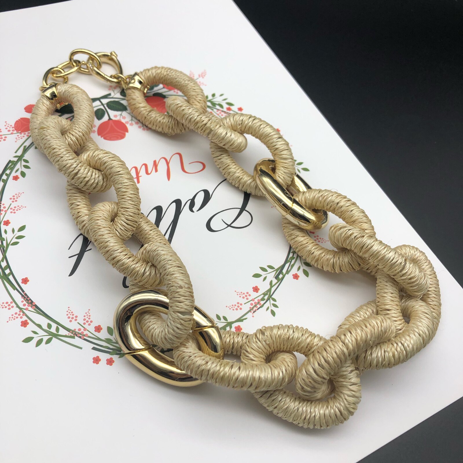 abalexisbittar大项项链大圆圆圈麻绳绕线粗旷项链