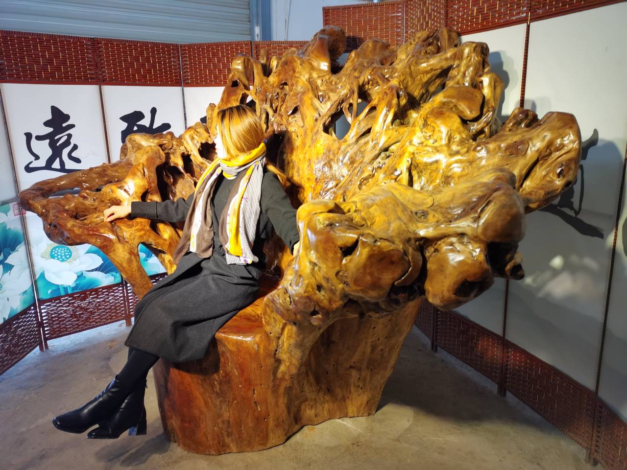 超大型原木树根椅子根雕背椅整体实木凳子主人根雕凳子