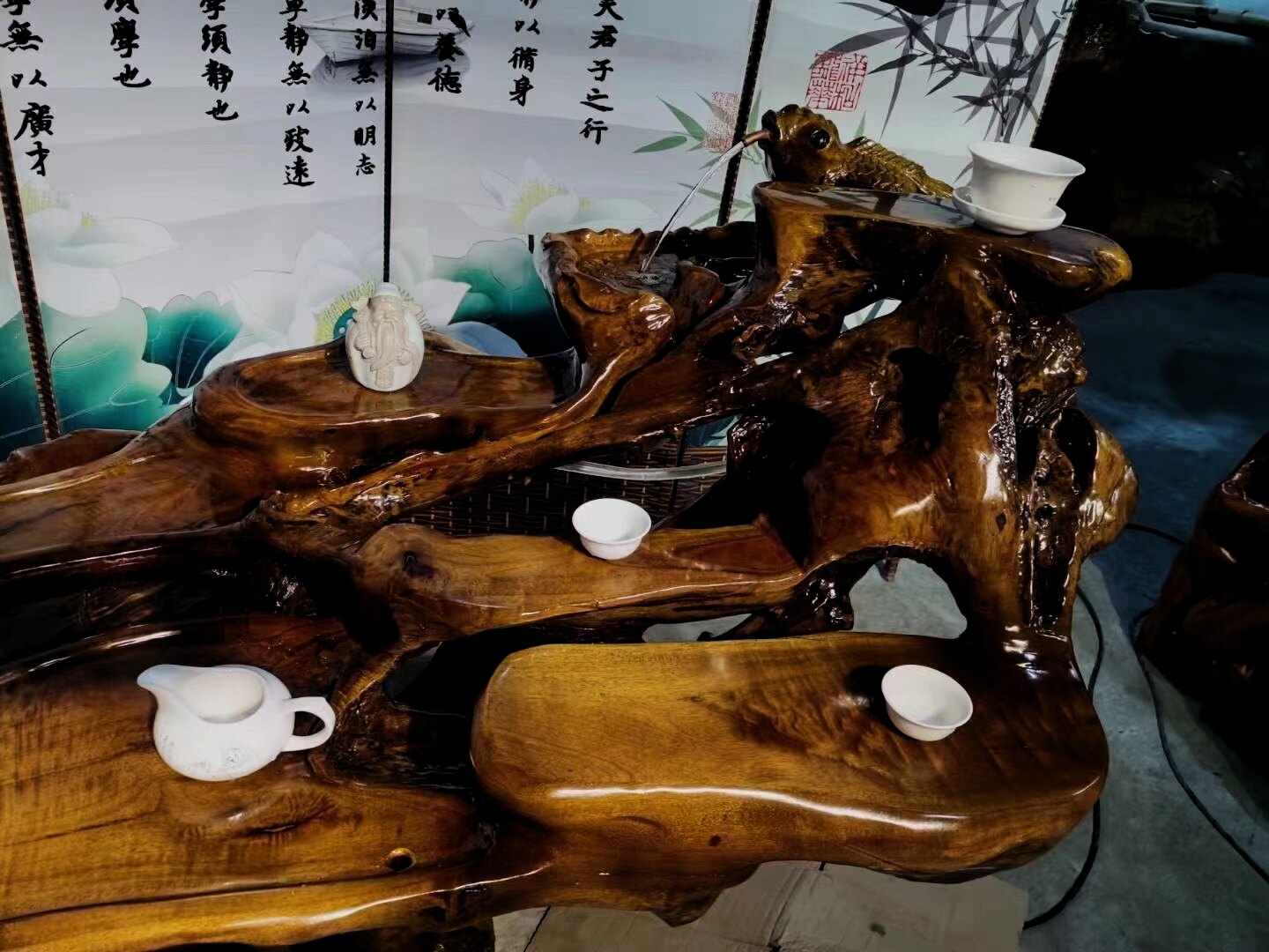 稀罕木料小叶桢楠根雕茶桌整体树根茶台天然根雕茶桌