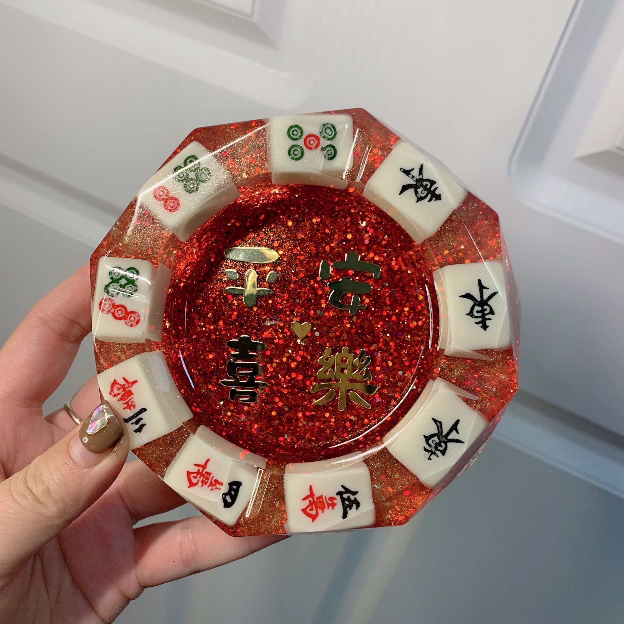 diy个性定制麻将大号烟灰缸滴胶成品手工发财创意时尚烟灰缸