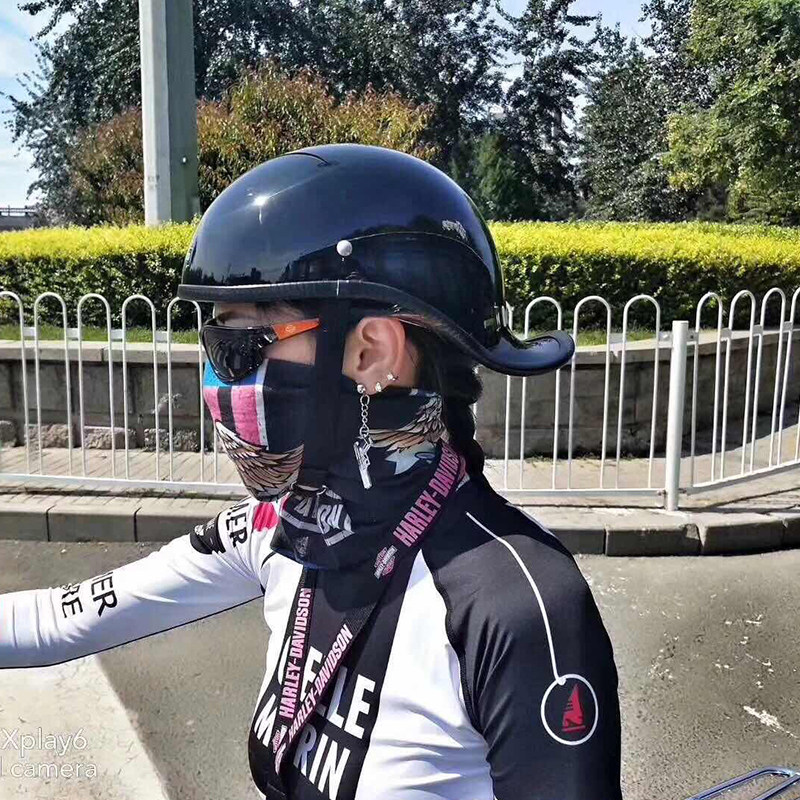 抖音安全官同款复古哈雷摩托车头盔半盔大翘尾电动车瓢盔机车夏季