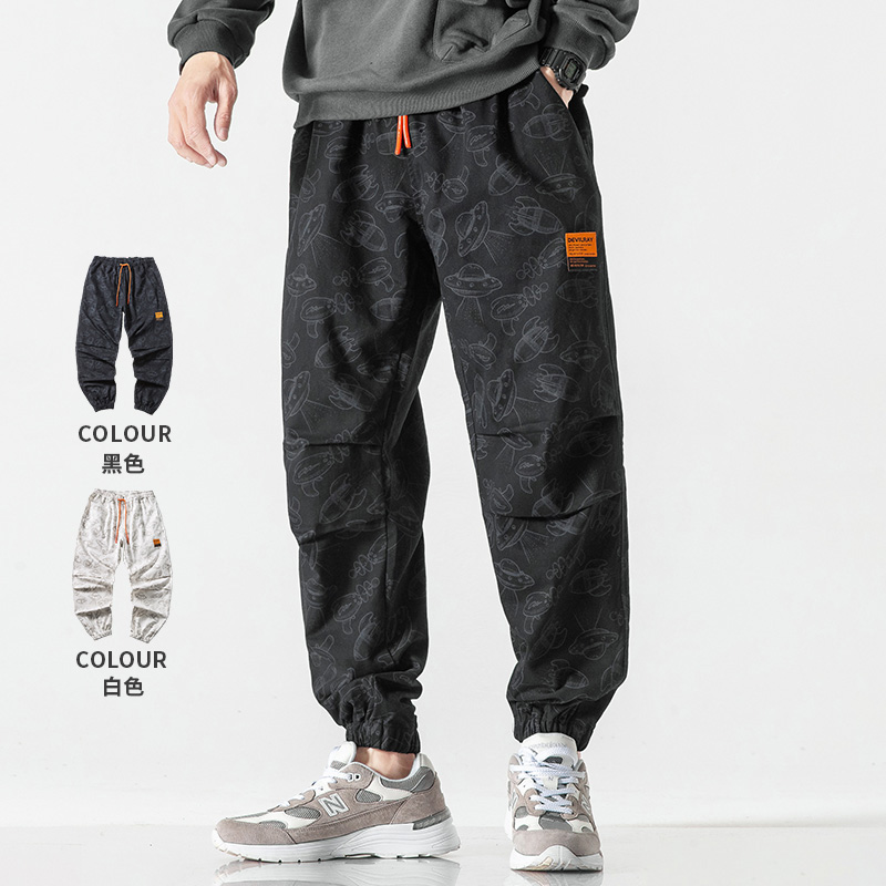 秋季薄款青少年九分裤束脚裤工装裤男美式宽松休闲裤子长裤春秋季