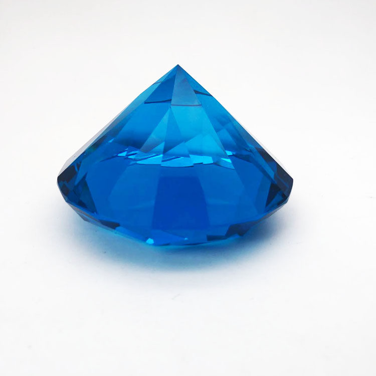 80mm湖蓝蓝色水晶晶钻石玻璃玻璃工工艺品装饰摆件摆件