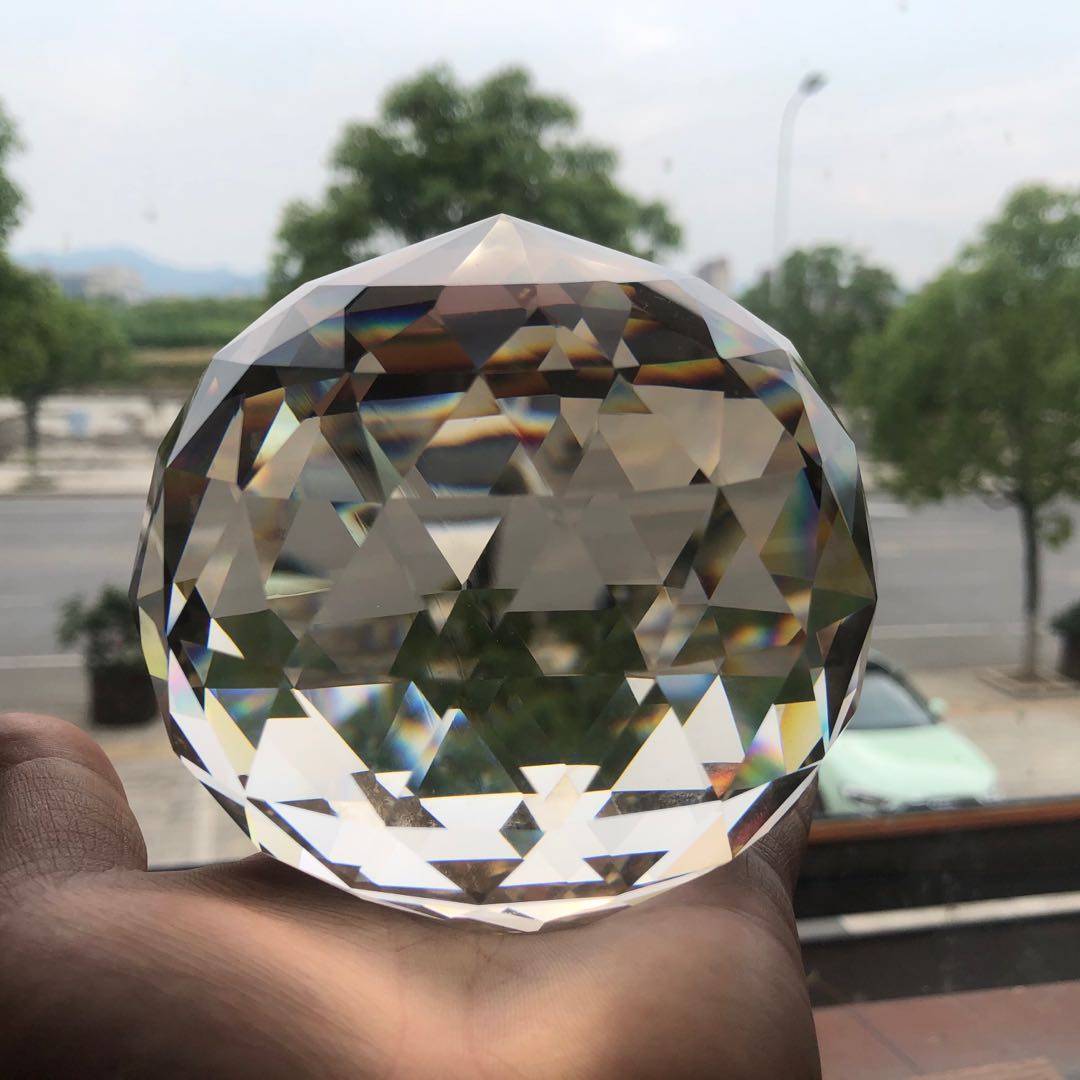 100mm闪亮水晶切面平底玻璃钻石摆件招财美甲摆件