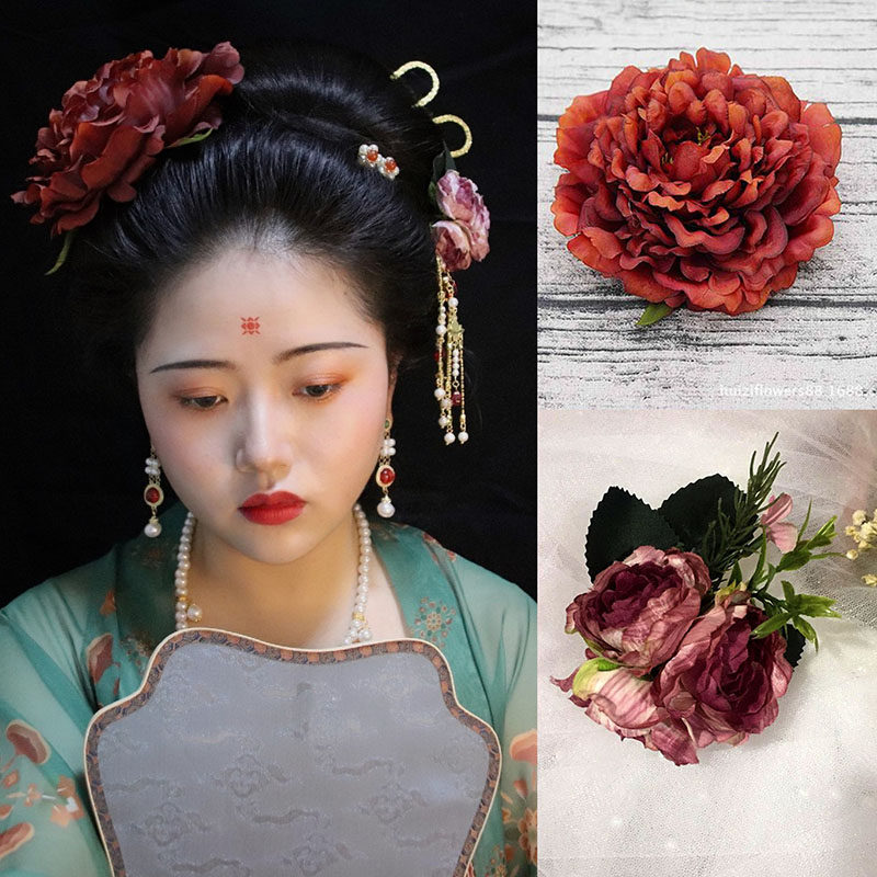 古装汉服头饰古风拍照大唐气韵富贵牡丹牡丹花发饰