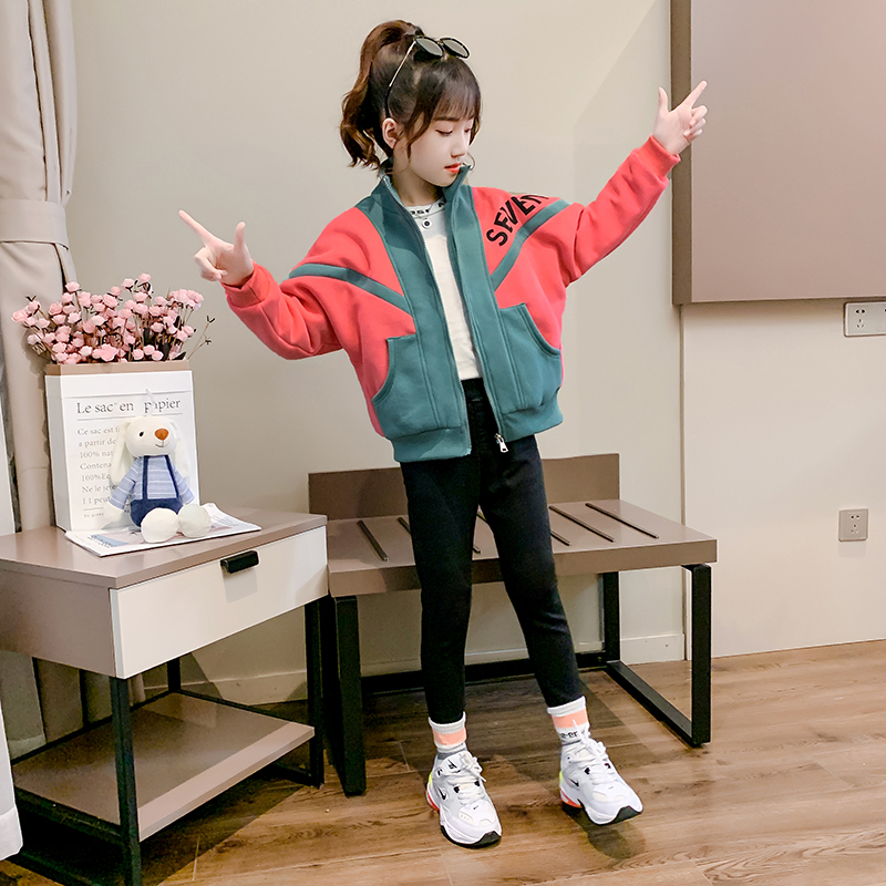 女童秋装外套加厚2021年秋季新款韩版中大童开衫卫衣洋气儿童上衣