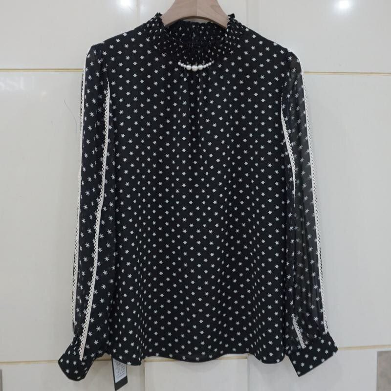 七彩香袖正品2021新款印花洋气女人味雪纺衬衫衬衫