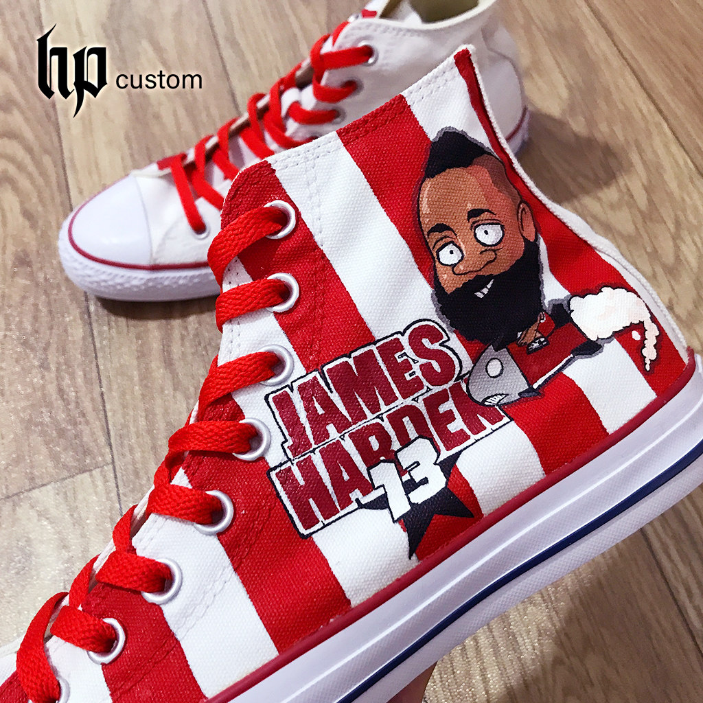 手绘球星保罗哈登涂鸦aj彩绘改色球鞋椰子手绘鞋