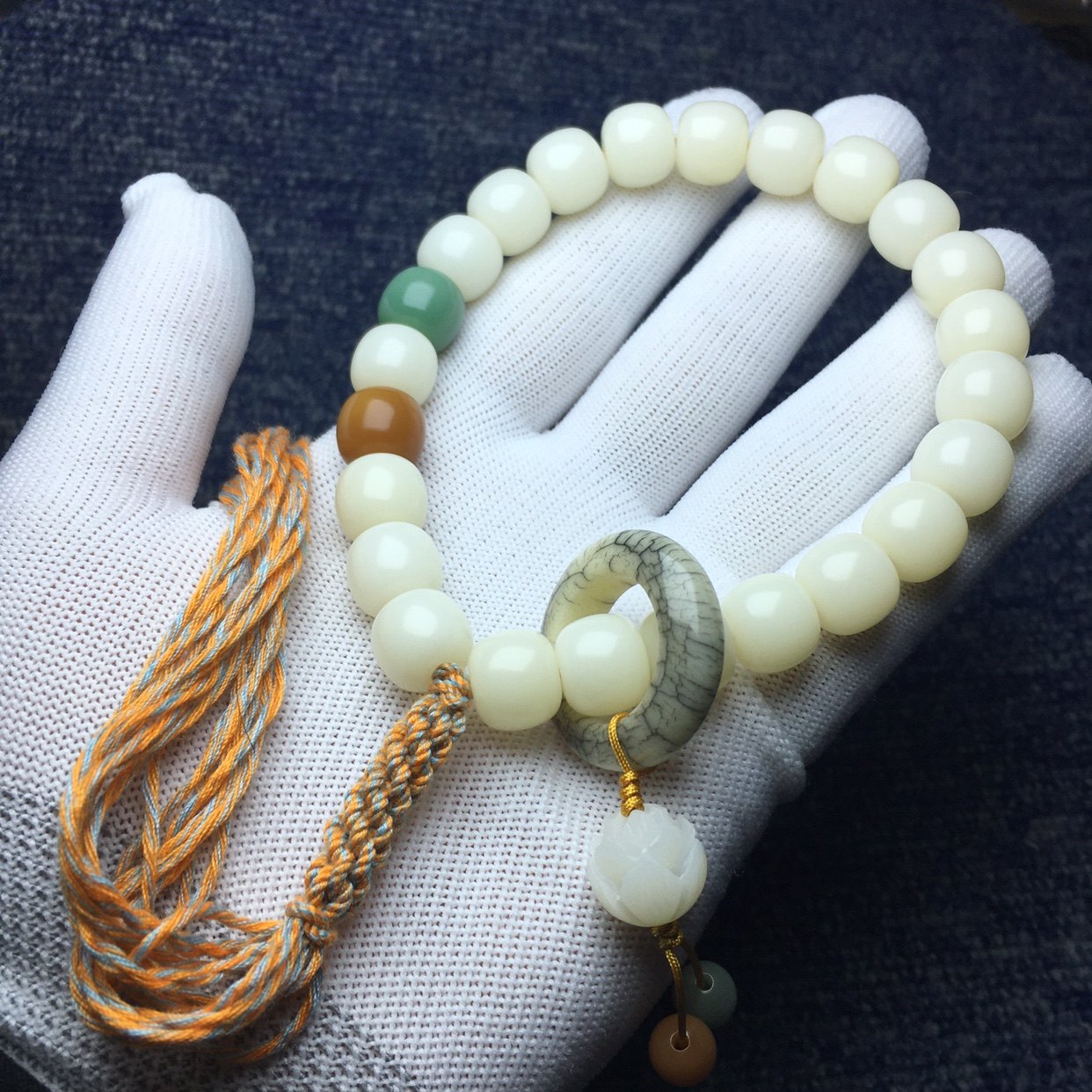 如意禅香原创设计天然白玉菩提根菩提子佛珠念珠手串手持高油性籽