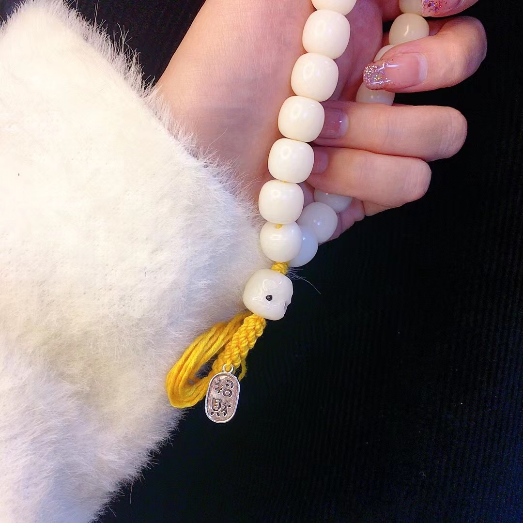 藏式原生态白玉菩提根手串手持12毫米21颗招财佛珠男女配饰送礼