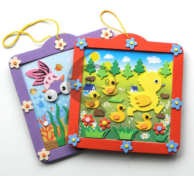 eva手工制作粘贴画儿童创意diy相框挂饰幼儿园美工区域图样随机