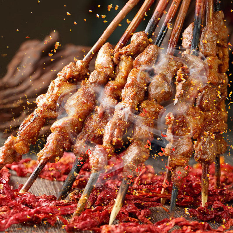 大串羊肉串新疆红柳烤肉烤串食材半成品野外内蒙羊肉串