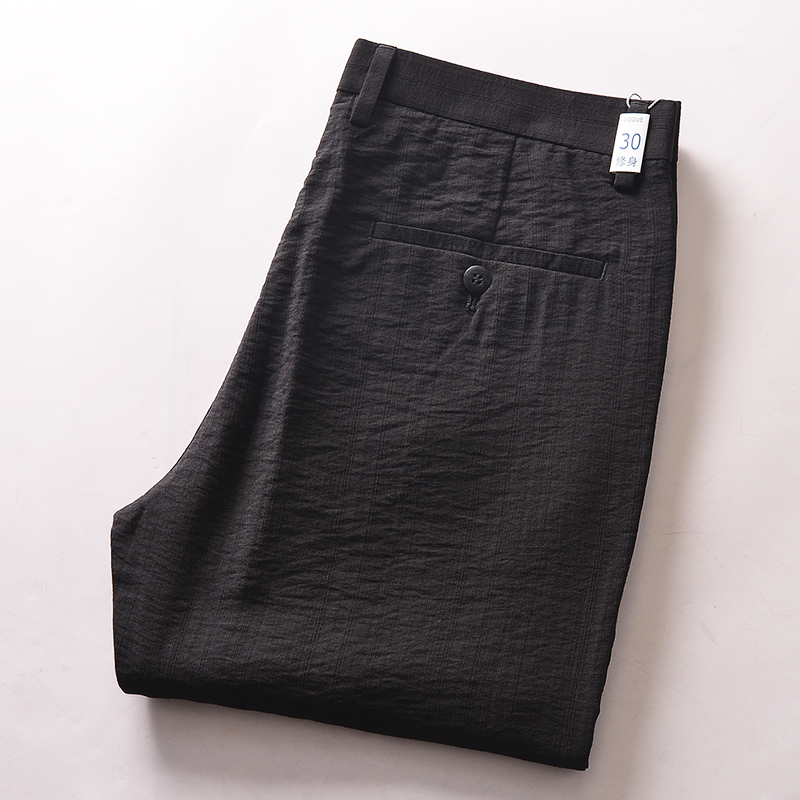 3夏季新款纯黑色超薄透气垂感正品尾单剪标男休闲修身长裤中腰