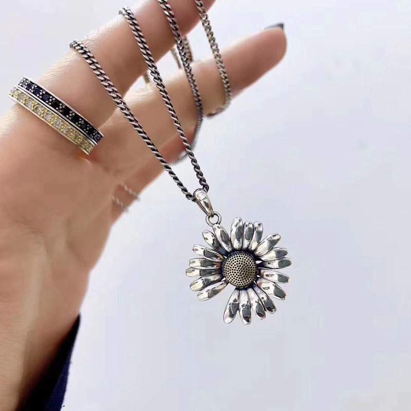 gd权志龙同款s925纯银银泰时尚复古peaceminusone小雏菊项链