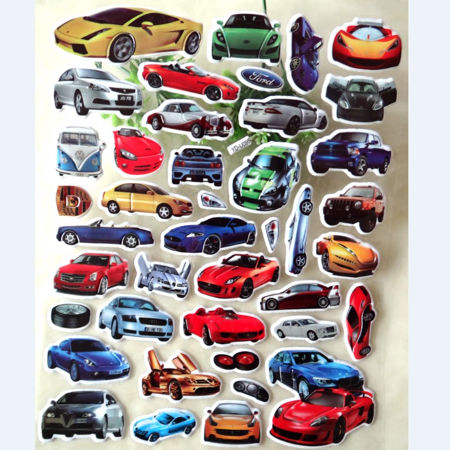 小汽车轿车敞篷跑车赛车贴纸儿童卡通立体贴画贴纸
