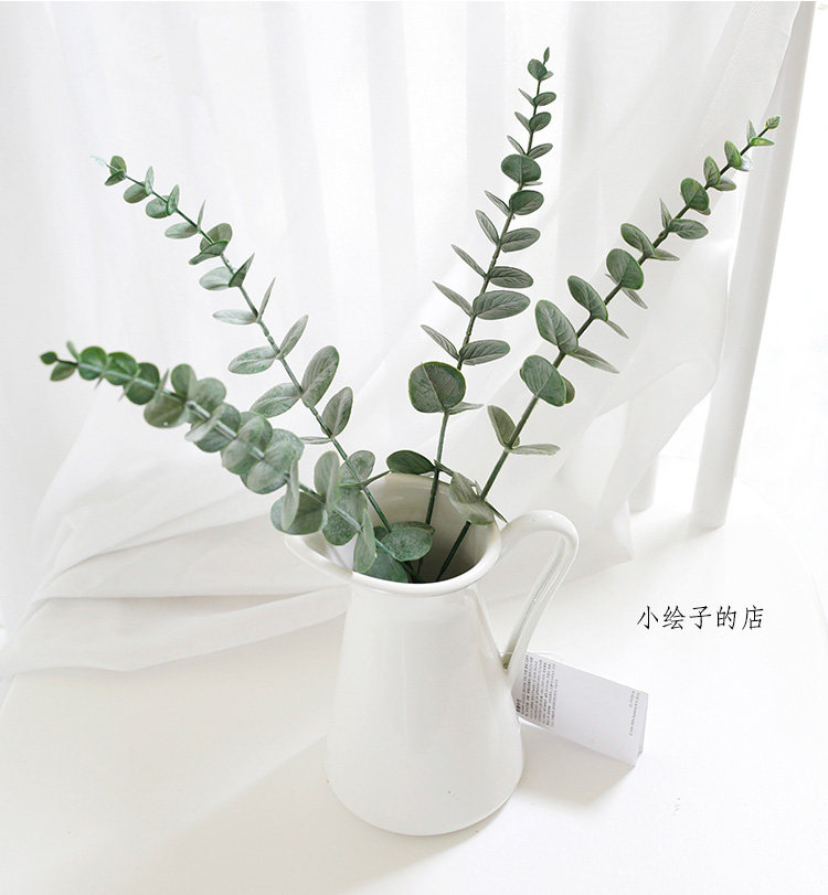 三枝仿真绿色尤加利小清新风格植物拍照拍图摄影仿真花