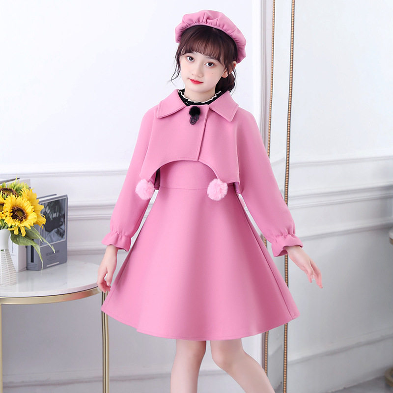 女童儿童三件衣裙毛衣裙长袖毛呢连衣裙韩版可爱连衣裙