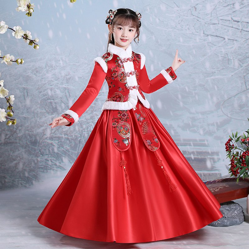 女童古装宝宝旗袍唐装儿童喜庆拜年冬装汉服唐装