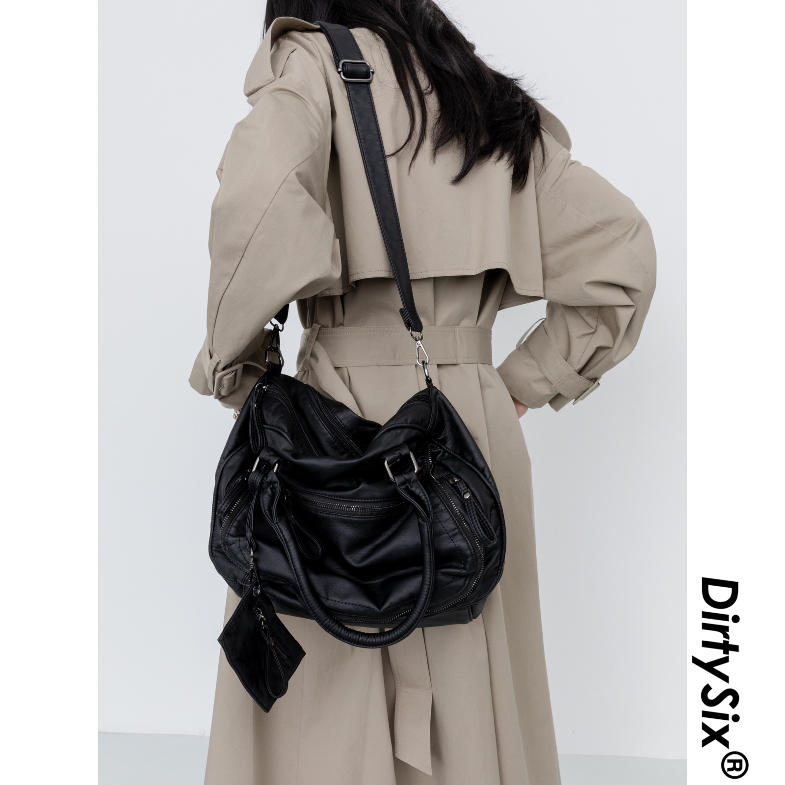 DirtySix •原创 北野老师 2肩带 大容量多隔层 复古机车包