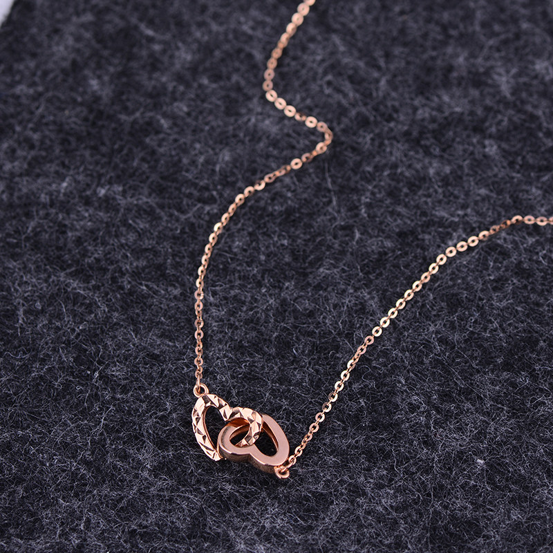 老庙黄金彩18k金au750项链心心相印爱心套链吊坠/1034300042定价