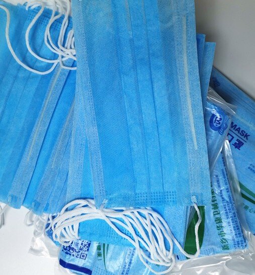 一次性口罩蓝色无纺布口罩蓝色200只带铝条