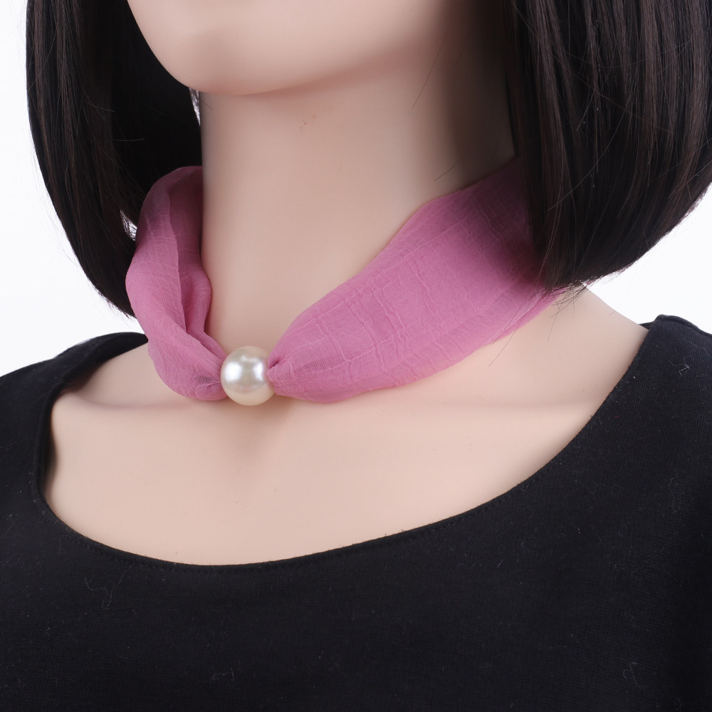 装饰2020春款小丝丝巾颈饰颈链珍珠围脖脖子围巾
