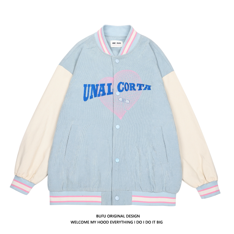 亿万少年国潮嘻哈灯芯绒棒球服外套男女潮牌小众情侣装甜酷风夹克