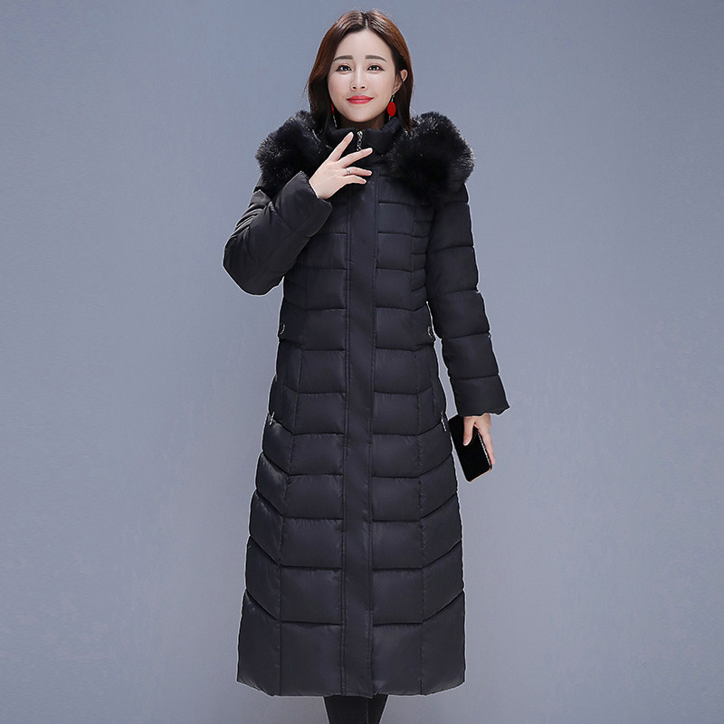 中老年棉衣女长款过膝棉袄妈妈装加肥加大码羽绒棉服冬季加厚外套