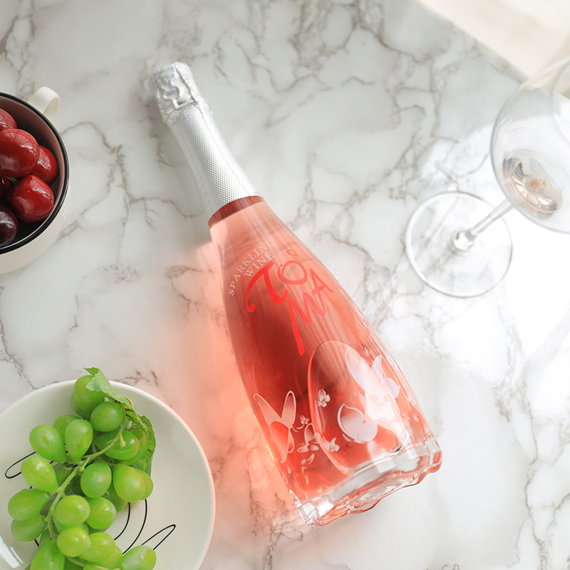 toma朵玛玫瑰花型桃红起泡酒香香槟少女心甜葡萄酒起泡及香槟葡萄酒