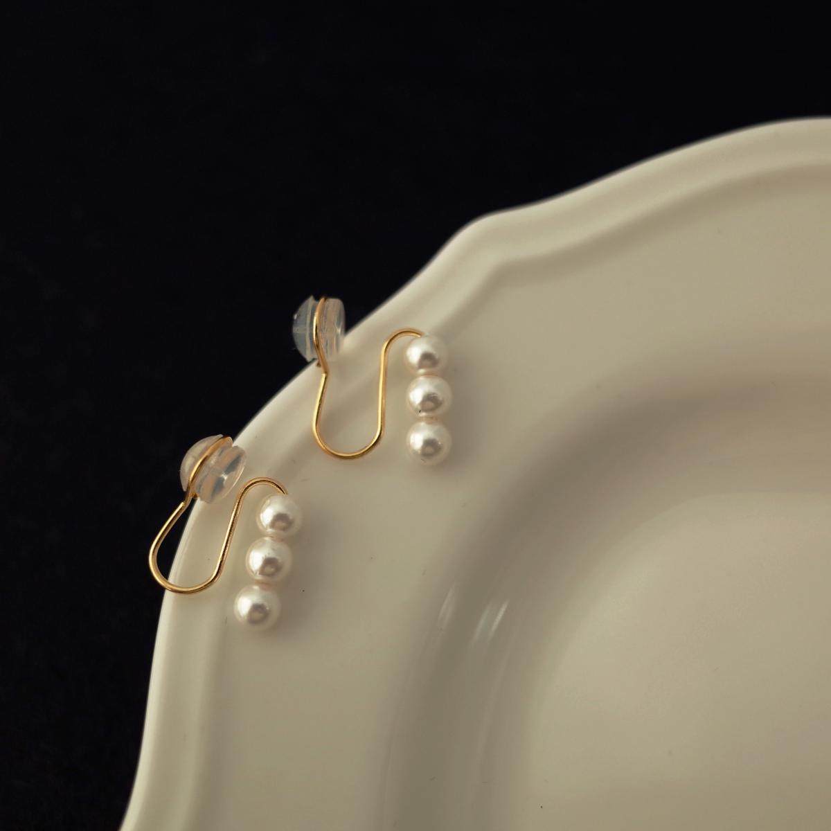 珍珠气质风耳盘法蚊香无耳耳环少女波波耳钉耳夹