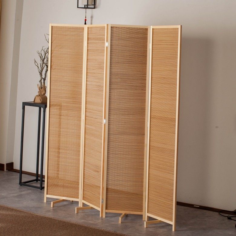 简约现代折叠移动屏风中式竹藤客厅折屏办公室折屏
