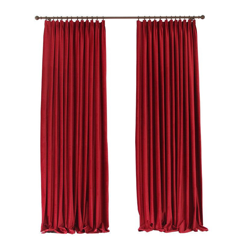essen埃森枫叶红复古轻奢欧式丝绒遮光窗帘定制定制窗帘