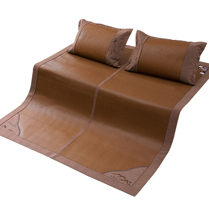 冰美人藤席夏季双面1.8米折叠竹席三件套直筒凉席草席空调席中式