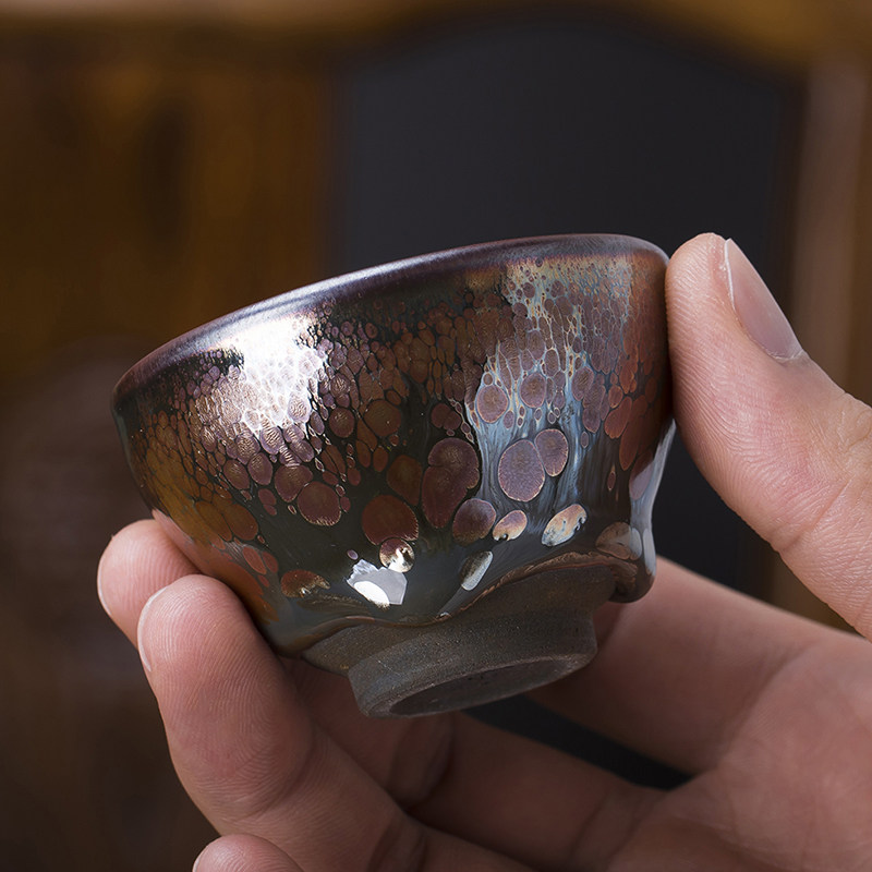 吉祥如意邹云源建盏彩金油滴件套功夫功夫茶茶具小杯功夫茶具