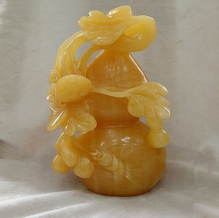 天然米黄黄玉葫芦摆件风水玉石葫芦镇宅辟招财摆件