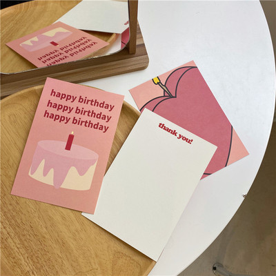 韩国可爱少女心ins风生日贺卡明信片蛋糕小卡片拍照道具一套四张