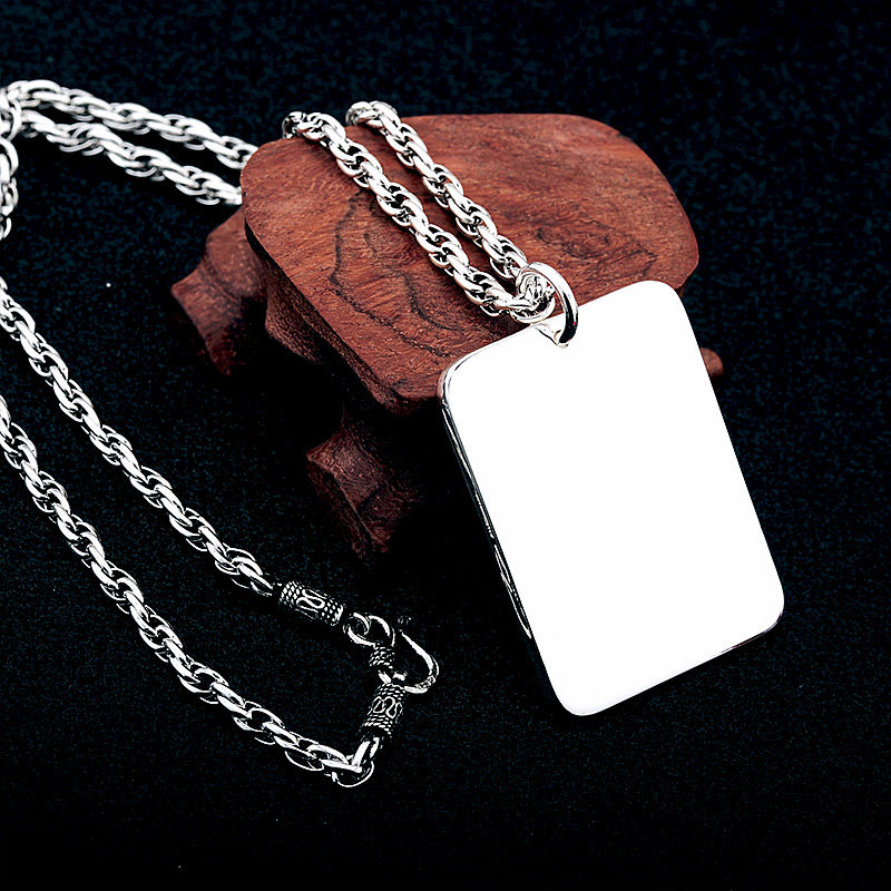 纯银军牌项链男士潮足银特特大加厚吊坠定制项链