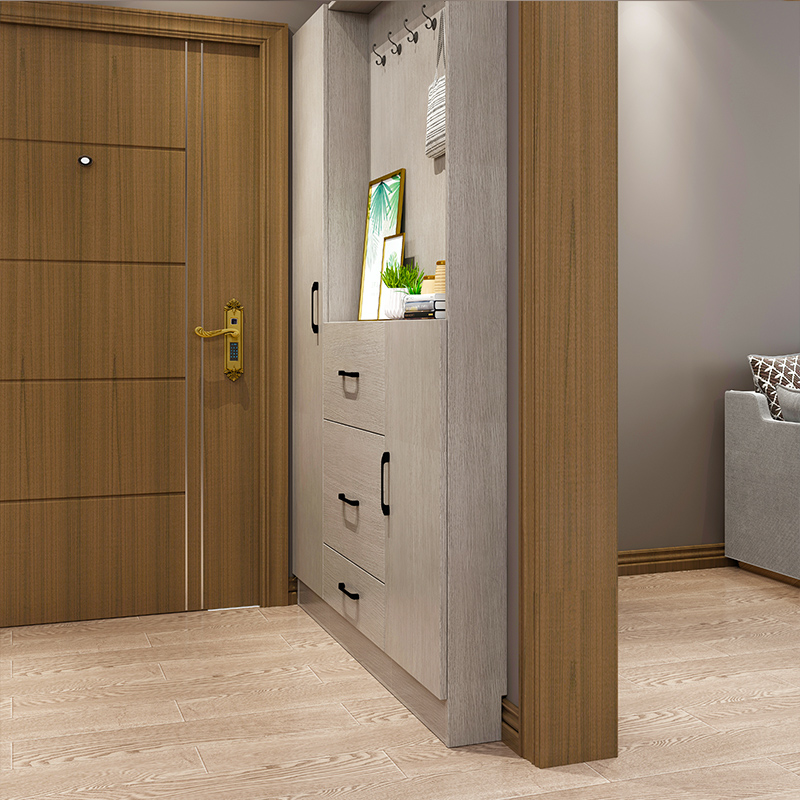 定制斜插式超薄鞋柜17cm家用门口 过道入户玄关柜一体带镜子靠墙