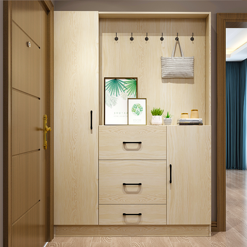 定制斜插式超薄鞋柜17cm家用门口 过道入户玄关柜一体带镜子靠墙